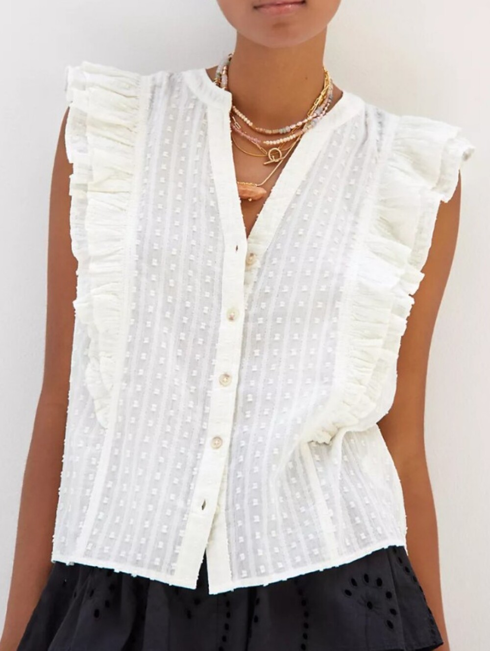 anthropologie PILCRO sleeveless ruffled top XL